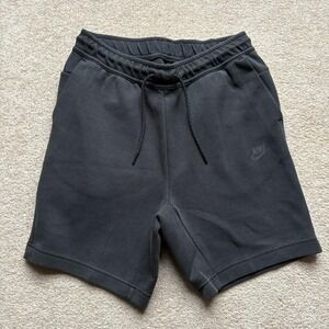 Nike Shorts Mens Small Black Tech Fleece Sweat Shorts Drawstring Logo Athletic